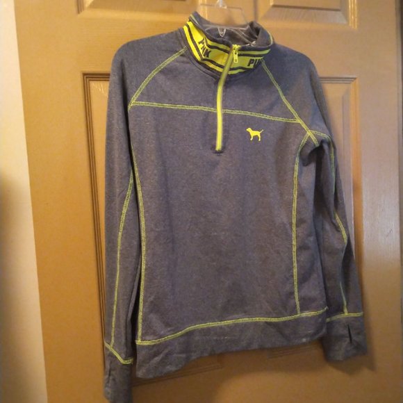 Victoria's Secret Jackets & Blazers - Victoria Secret Pink Women's gray and neon yellow